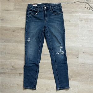 GAP Women's Dark Blue Distressed Skinny Jeans